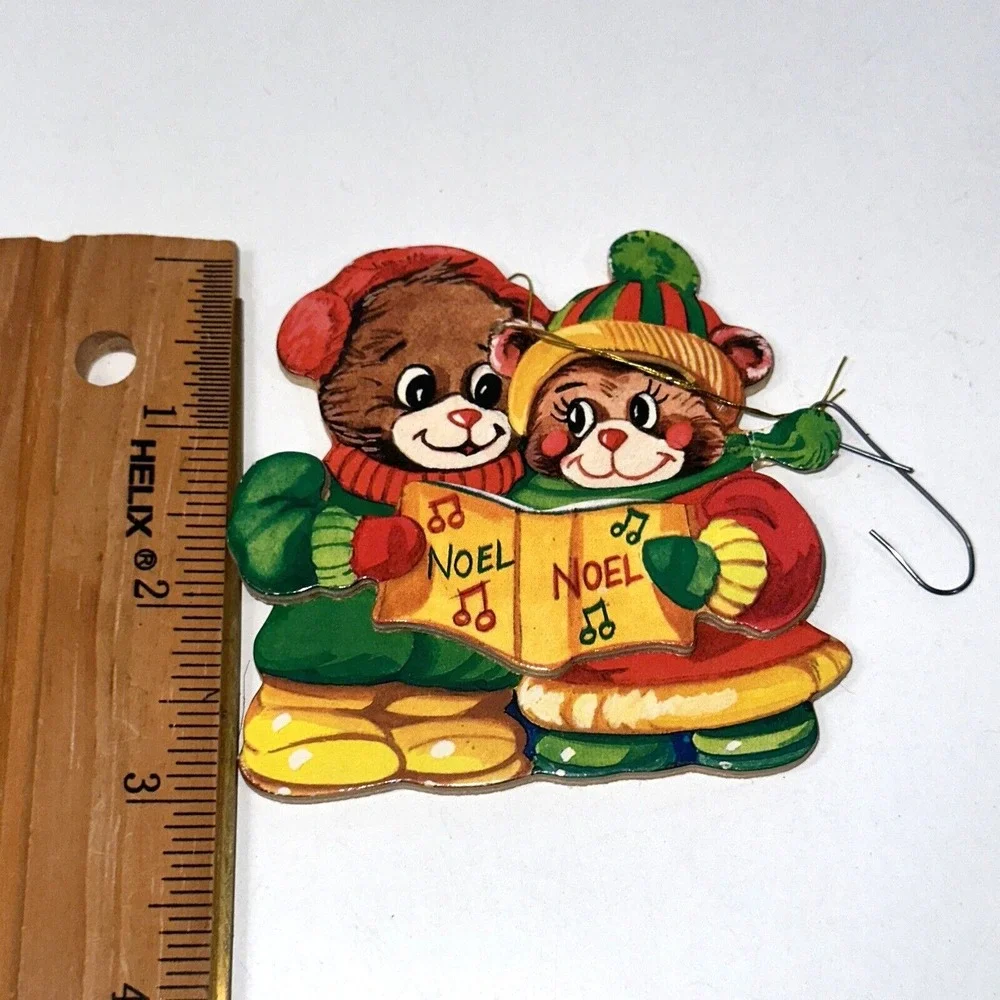 Vintage Wooden Giftco Inc Wooden 3D Ornament Boy/Girl Noel‎